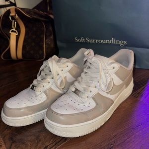 custom nike tan and white air force 1s 8.5 women